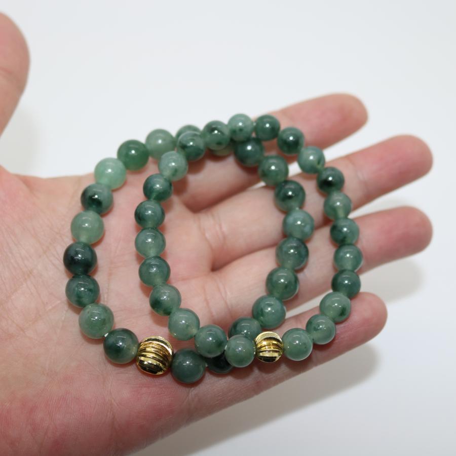 レア　8ｍｍ 9mm カップル　ペア　2本セット　ブレスレット　ミャンマー天然A貨翡翠　ジェイダイト　ヒスイ　　天然石 |  | 04