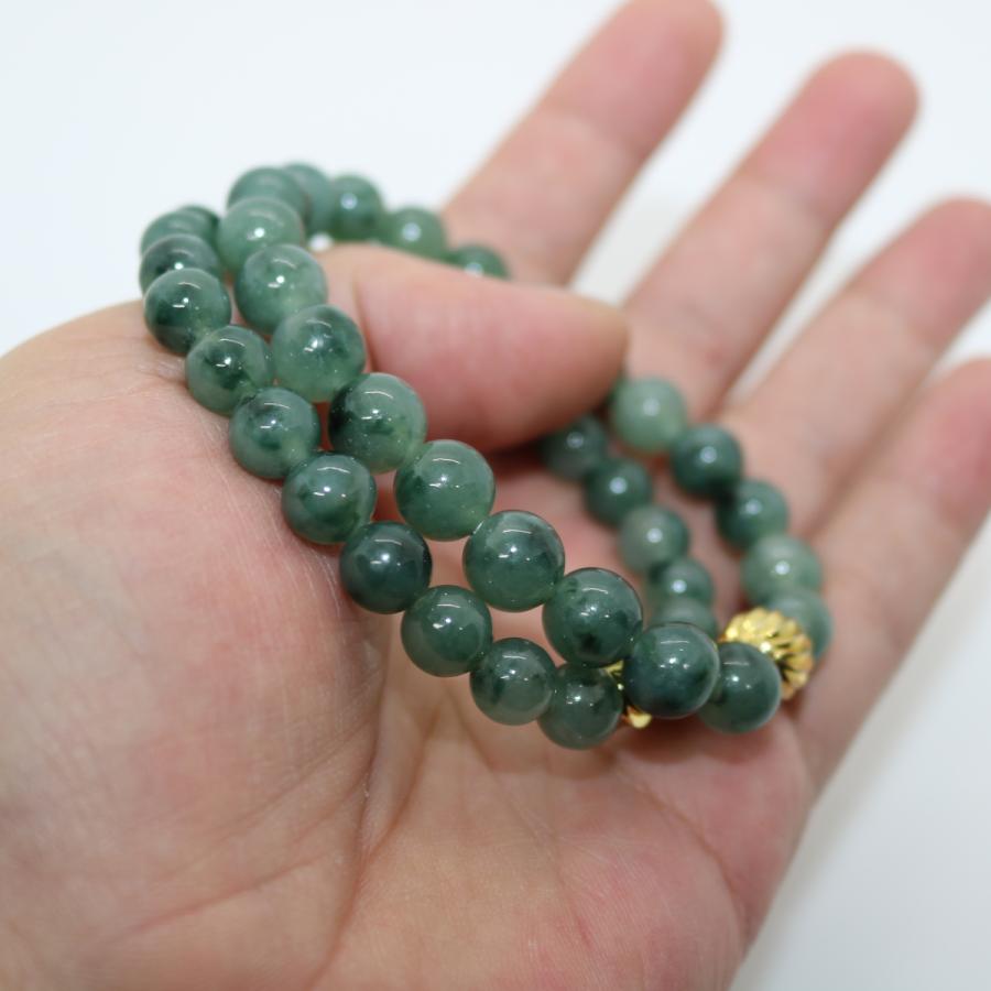 レア　8ｍｍ 9mm カップル　ペア　2本セット　ブレスレット　ミャンマー天然A貨翡翠　ジェイダイト　ヒスイ　　天然石 |  | 06