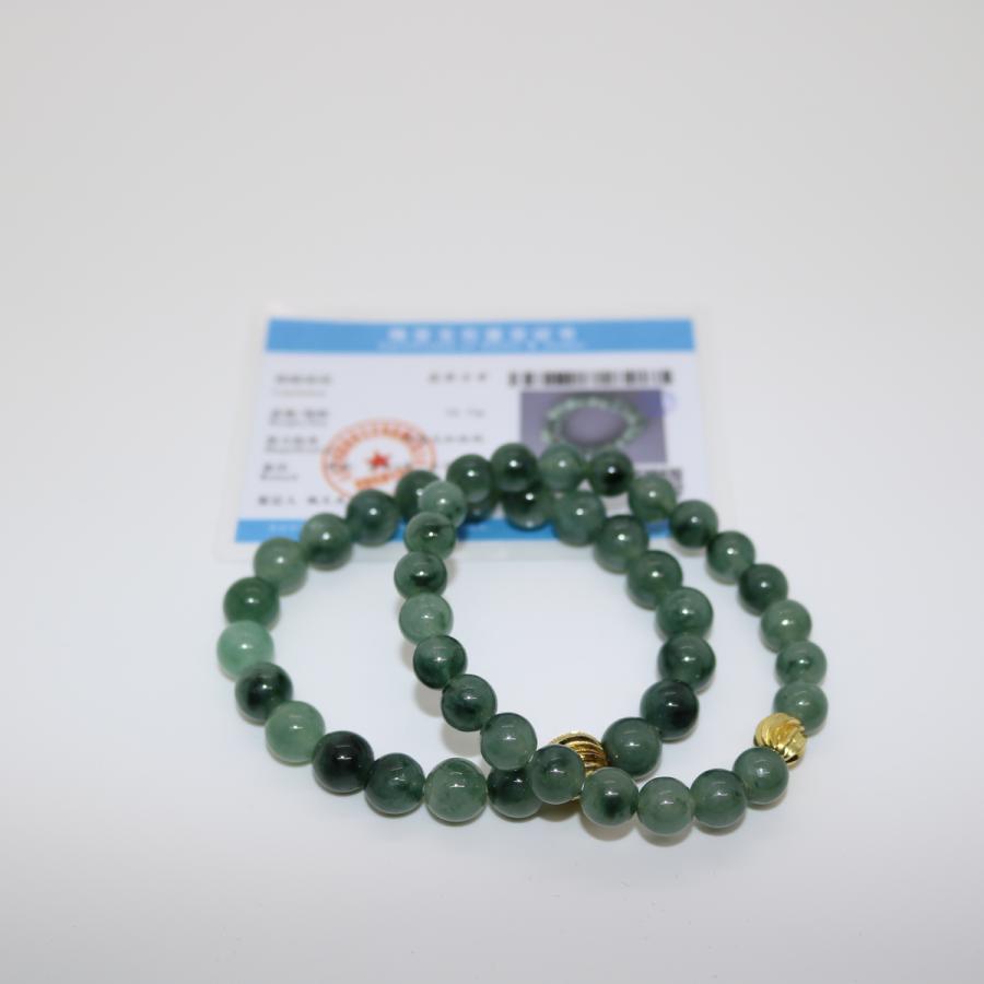 レア　8ｍｍ 9mm カップル　ペア　2本セット　ブレスレット　ミャンマー天然A貨翡翠　ジェイダイト　ヒスイ　　天然石 |  | 09