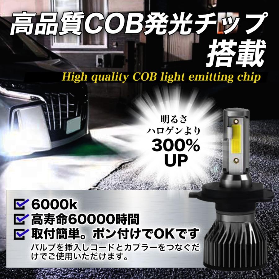 ハイエース レジアス トヨタ H4 CSP LED ヘッドライト 6500K Hi/Low バルブ 車検 爆光 ホワイト｜dayone｜03