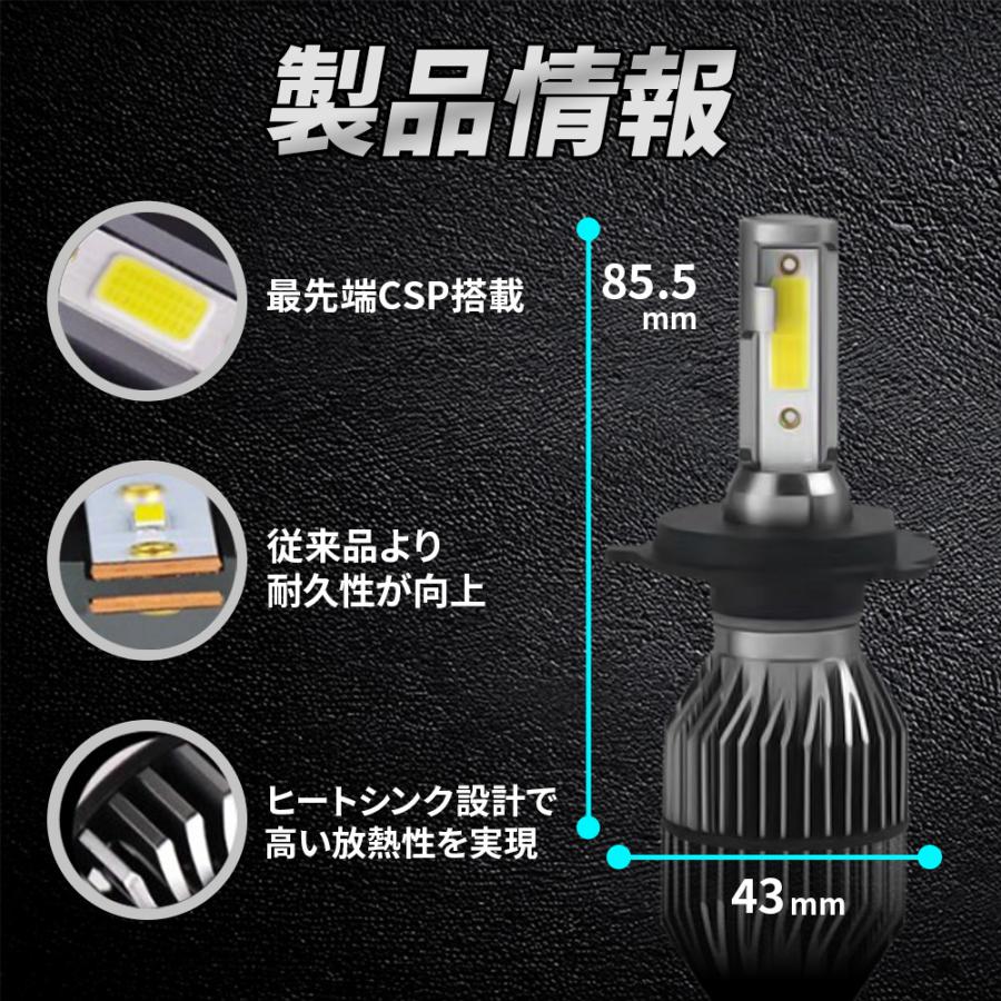 ハイエース レジアス トヨタ H4 CSP LED ヘッドライト 6500K Hi/Low バルブ 車検 爆光 ホワイト 024 |  | 07