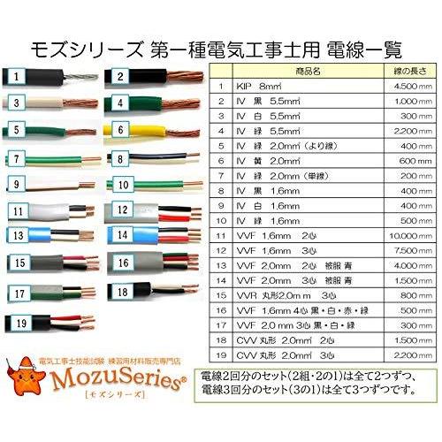 第一種電気工事士技能試験セット　モズシリーズ　電線器具ダブルセット　電線１回分と器具一式