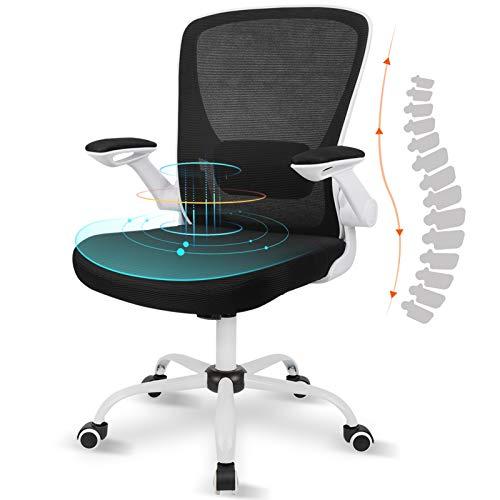 Komene オフィスチェア 椅子 デスクチェア イス 事務椅子 跳ね上げ式アームレスト メッシュ 通気性 厚手座面 ランバーサポート
