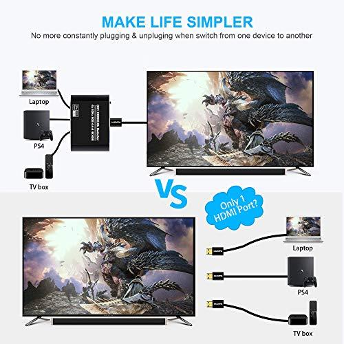 NEWCARE HDMI 切替器 4K 60HZ 自動/手動切替機能 HDMI Ver2.0b セレクター 3入力1出力 リモコン付き 3D 1080P HDCP 2.2 HDR 対応 高速HDMIケーブル付き｜days-of-magic｜05