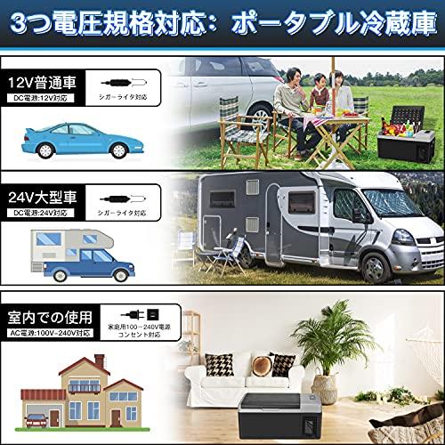 Sumeriy 車載冷蔵冷凍庫 18L -20**20* 急速冷凍 2WAY電源対応 DC12V24V/AC100V 車載家庭両用 静音 ポータブル冷蔵庫 取扱説明書付き (ブラック, 18L)｜days-of-magic｜03