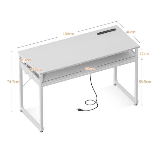 日本直販オンライン ODK 机 pcデスク パソコンデスク 幅100cm ゲーミングデスク 収納付き コンセント付き 勉強机 computer desk 〓子 ワークデスク ??〓 フック2個付き コンパクト