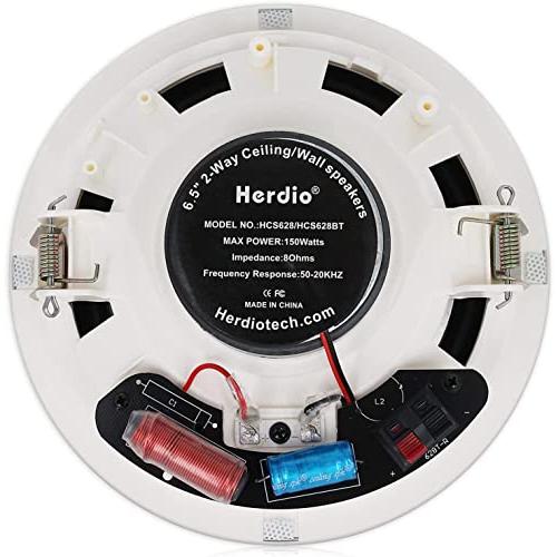 Herdio 6.5"4 PCS 天井埋め込み型スピーカー ホームスピーカーシステム最大電力300ワット湿気のある屋内屋外、キッチン、寝室、バスルーム、ホームシアター、屋｜days-of-magic｜02