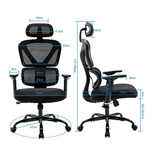 KERDOM ワークチェア リクライニングチェア オフィスチェア 人間工学椅子 デスクチェア メッシュバック 3Dアームレスト 可動式ヘッドレスト クッション性あり 36｜days-of-magic｜06