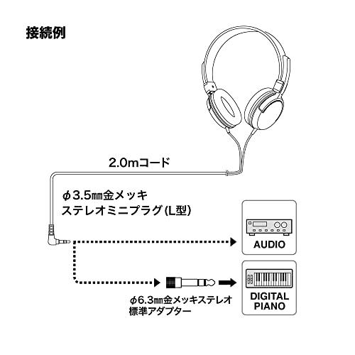 オーディオテクニカ ATH-EP100 楽器用 モニターヘッドホン 開放型 有線 軽量 楽器練習 電子ピアノ 6.3mmヘッドホン端子変換プラグ付き  国内正規品｜days-of-magic｜05