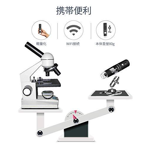 SKYBASIC Wifi デジタル 顕微鏡 2MP 50-1000倍 充電式usb 電子 拡大鏡 内視鏡 マイクロスコープ 8 LED IOS Android Windows対応 肌チェック/生物観察/細かい部品｜days-of-magic｜05