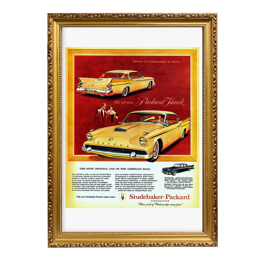 ビンテージ風 A3用 額縁 木製フレーム 茶 ゴールド 2827 パッカード