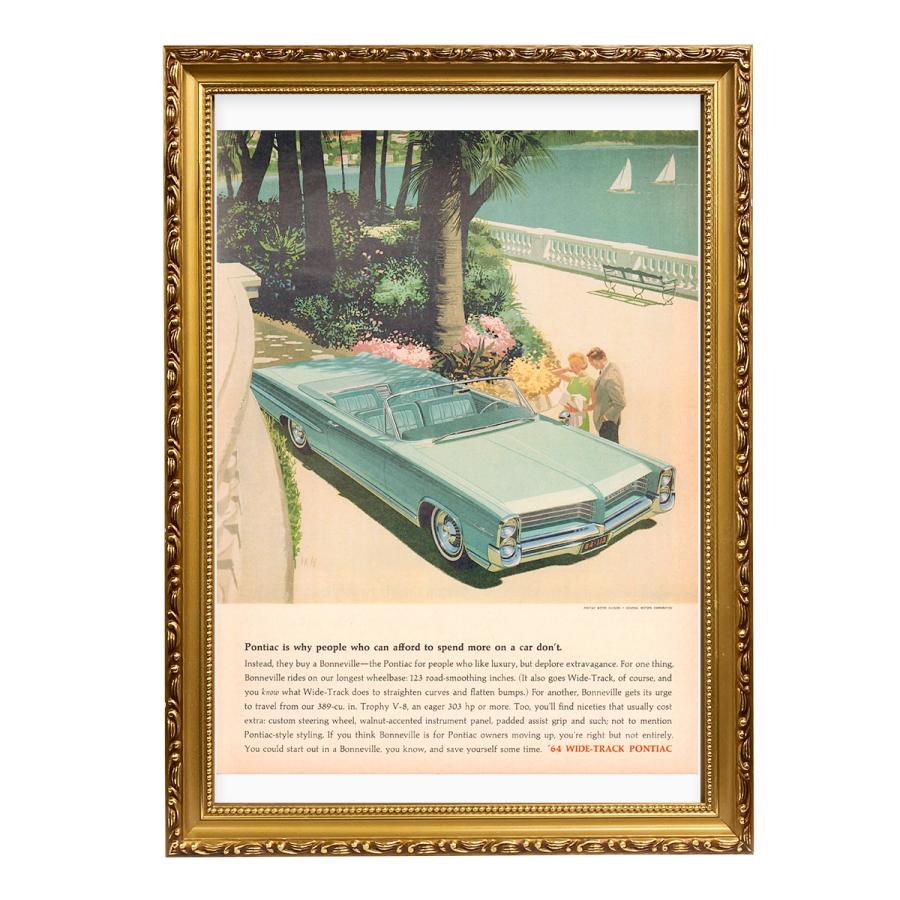 豪華 ビンテージ風 A3 額縁 木製 フレーム 金 アートポスター アドバタイジング アメ車 ポンティアック 1964 1967 グランプリ テンペスト 7｜days-yshop｜04