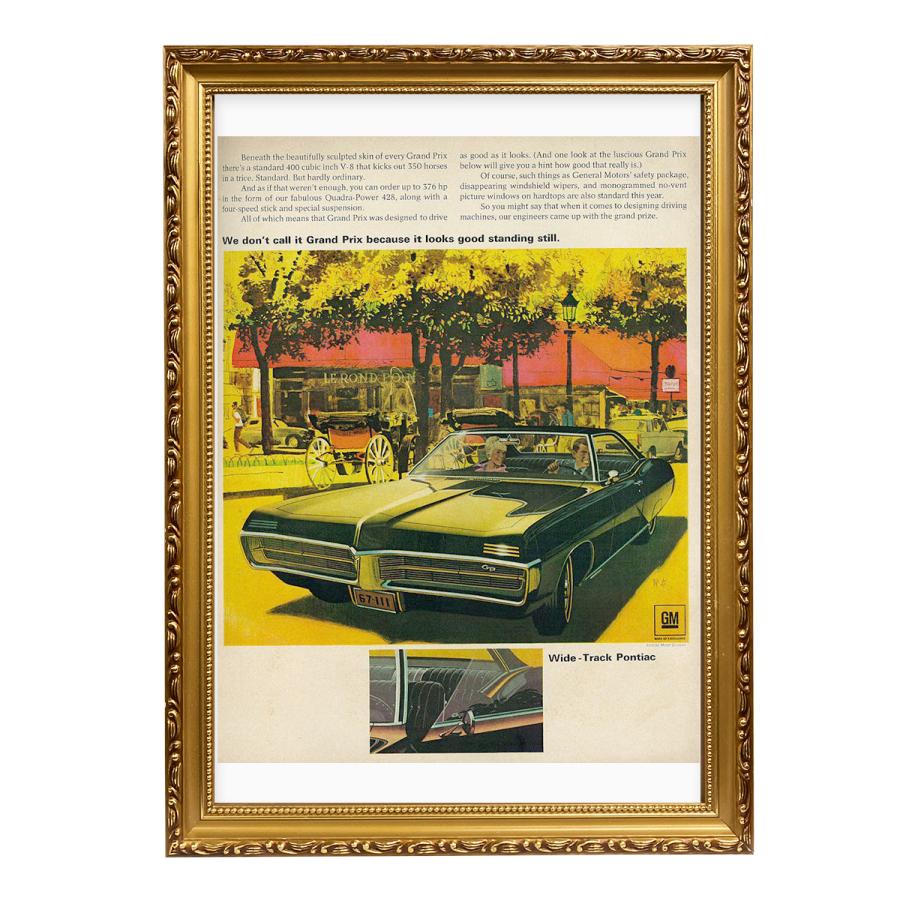 豪華 ビンテージ風 A3 額縁 木製 フレーム 金 アートポスター アドバタイジング アメ車 ポンティアック 1964 1967 グランプリ テンペスト 7｜days-yshop｜02