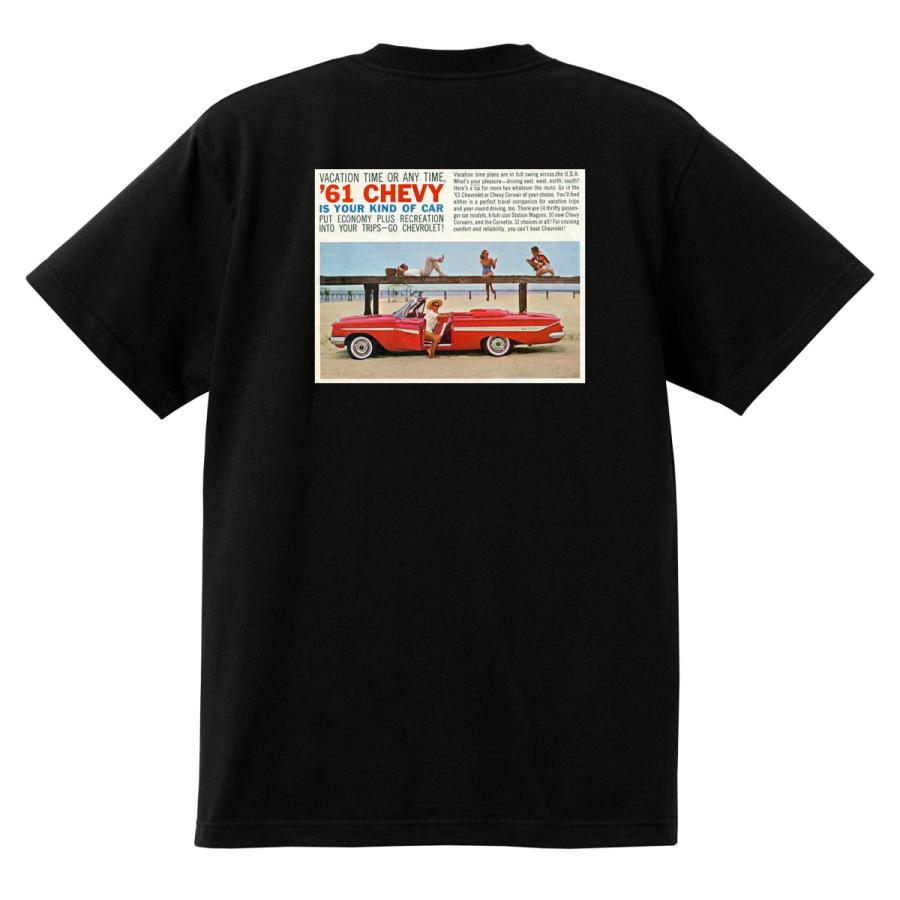 USA製 シボレー ベルエア アメ車 シャツ ロックT バンド ヴィンテージ アドバタイジング シボレー インパラ 1961 Tシャツ 052 黒 アメ車
