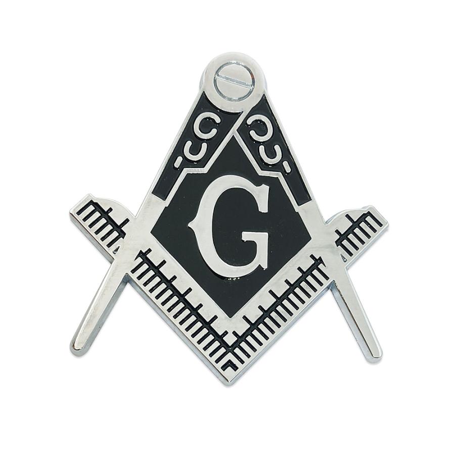 フリーメイソン メタル製 エンブレム 縦69mm (緑 黒 青 赤) Gマーク 
