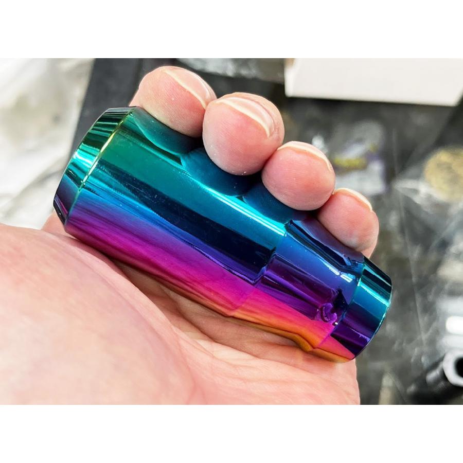 アルミビレット 削り出し シフトノブ 高さ78mm チタンカラー 虹色