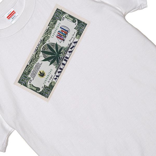 マリファナ ガンジャ？ Tシャツ 白地 カンナビス 大麻 100万ドル