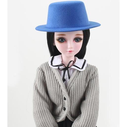 値下げ 1/3ドール用 帽子 ハット 青 ブルー ドール服 無地 加工にも