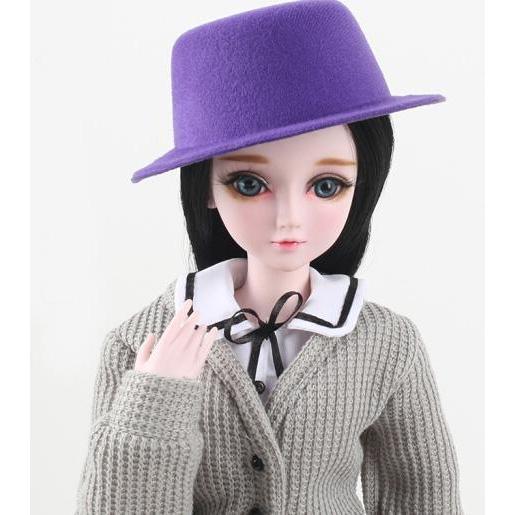 ドール帽子3種類 値下げ 1/3ドール用 帽子 ハット 紫 パープル ドール服 無地 加工にも