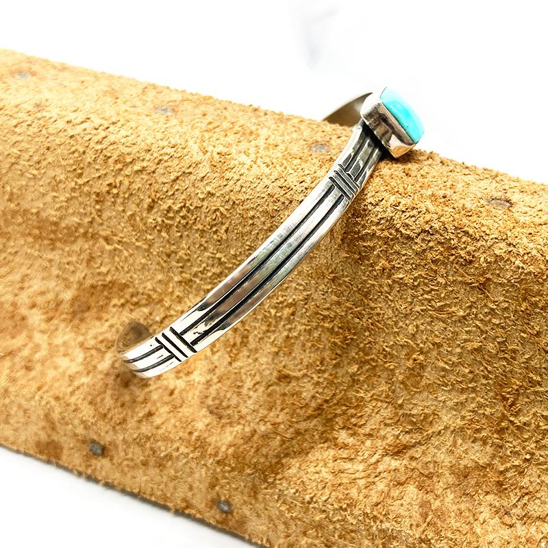 インディアンジュエリー ターコイズ バングル シルバー925 細め