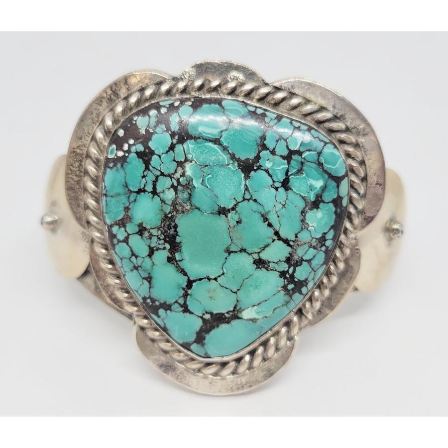 インディアンジュエリー 重量級 天然 ターコイズ バングル 28 純銀