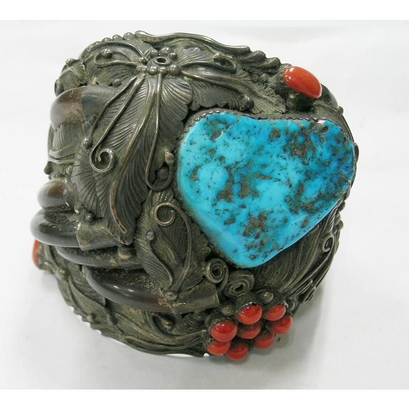 インディアンジュエリー ネームり グリーン系 ターコイズ バングル 43