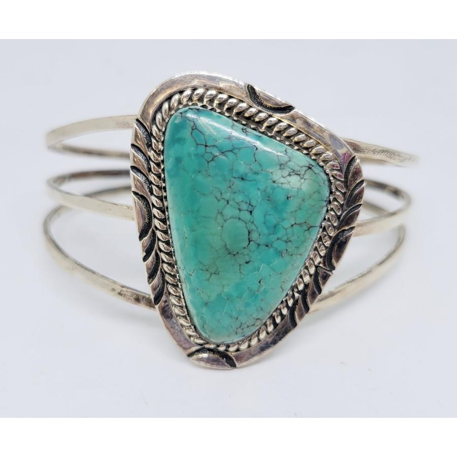 インディアンジュエリー 天然 ターコイズ バングル 26 純銀 ネイティブ