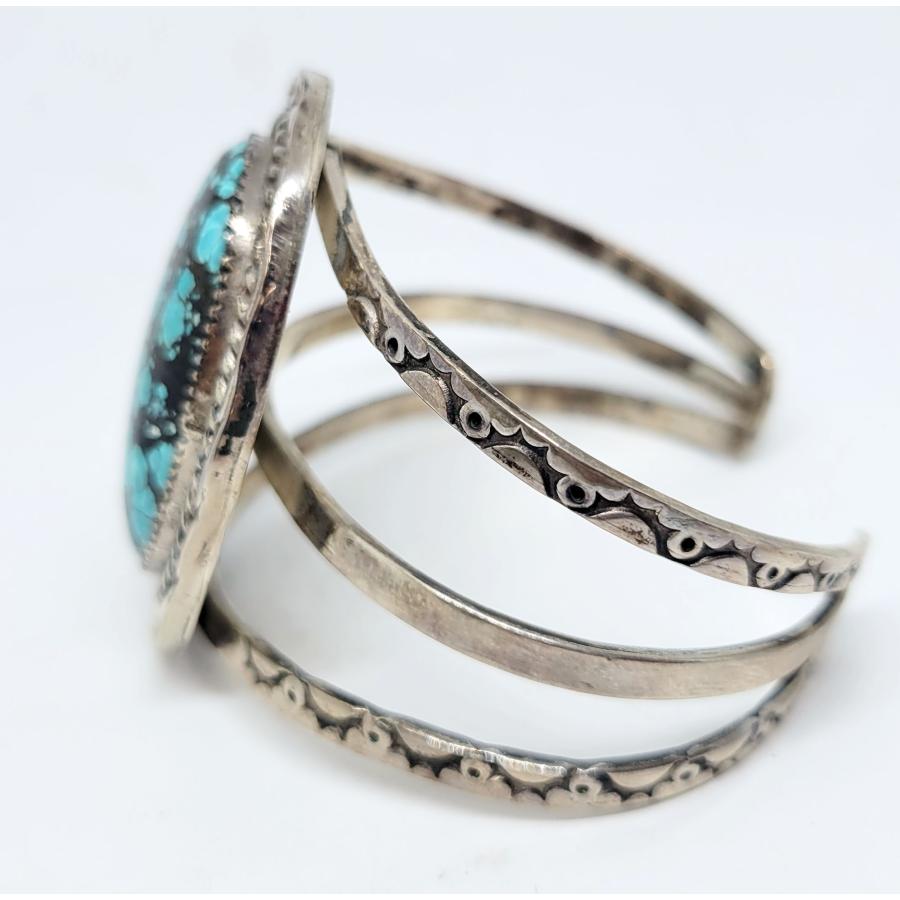 インディアンジュエリー 天然 ターコイズ バングル 52 純銀 ネイティブ