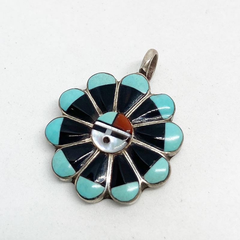 ZUNI 可愛い ターコイズサンフェイストップ インディアン ズニ