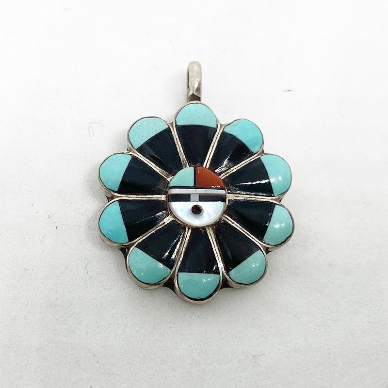 ZUNI 可愛い ターコイズサンフェイストップ インディアン ズニ