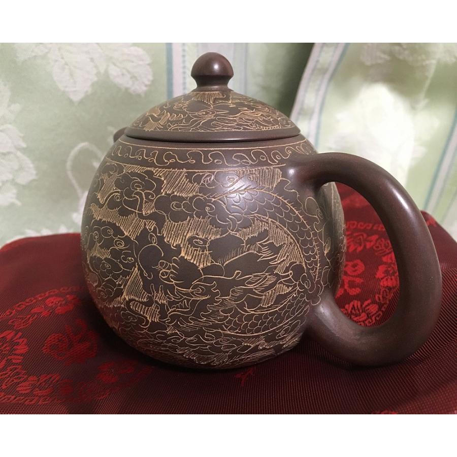 中国 欽陶居 急須 No.37 雲龍 蛋型 紫泥 白泥 紫砂 茶壷 茶壺 欽州 