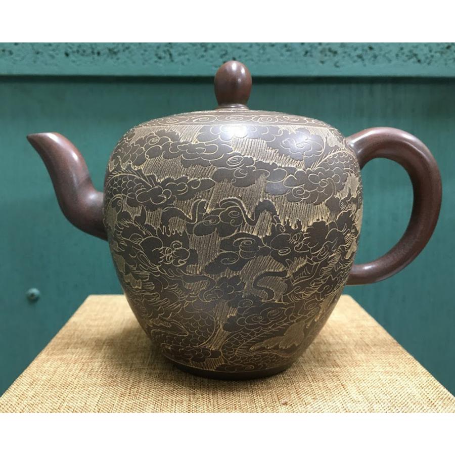 中国 欽陶居 急須 No.38 雲龍 美人肩 紫泥 白泥 紫砂 茶壷 茶壺 欽州