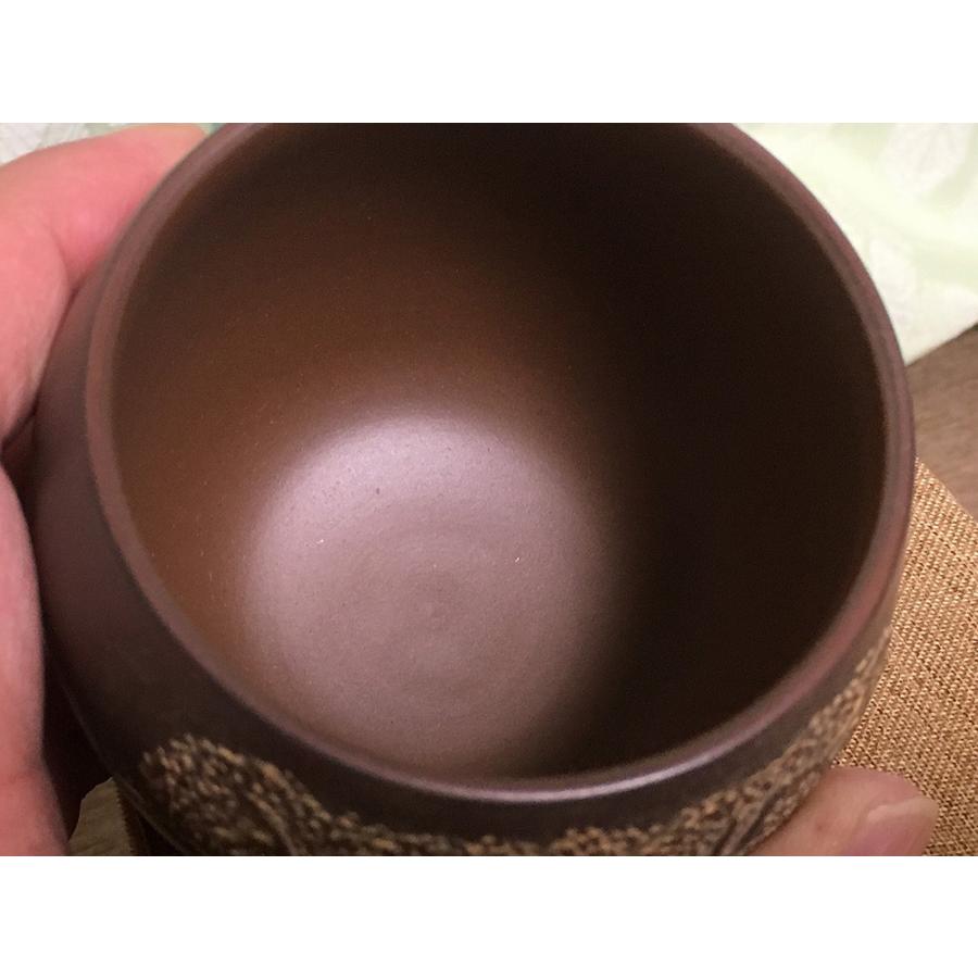 中国 欽陶居 湯飲み No.40 浮彫山水 禅定杯 紫泥 白泥 紫砂 茶壷 茶壺 