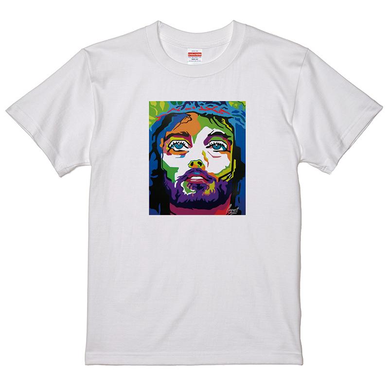 ジーザスtシャツ宗教アート ジーザス Tシャツ キリスト 教会 フィフティーズ 白地 イラスト 絵画