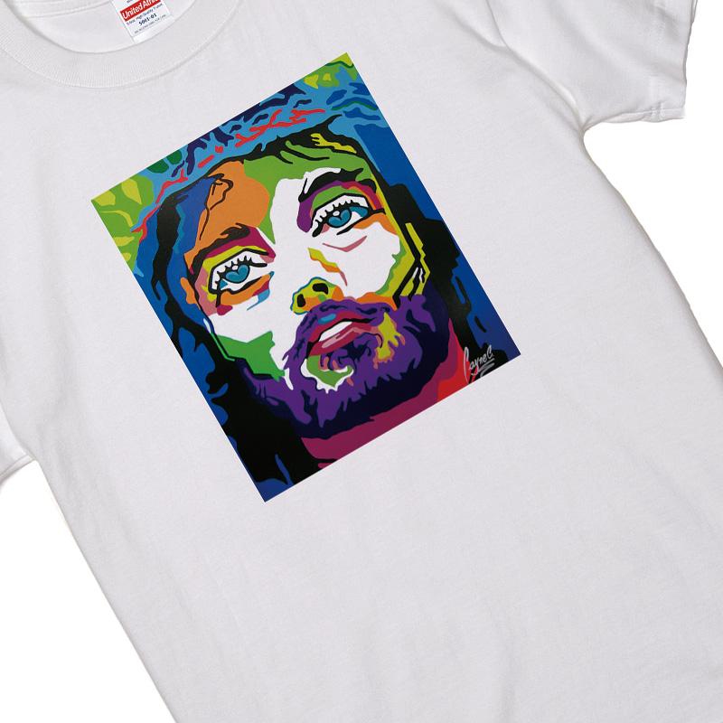 ジーザスtシャツ宗教アート ジーザス Tシャツ キリスト 教会 フィフティーズ 白地 イラスト 絵画