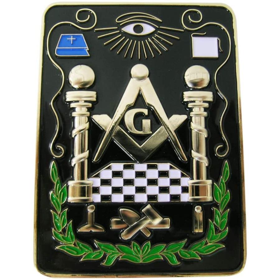フリーメイソン エンブレム Gマーク コンパス 四角 ズッシリ重いメタル製 記念メダル 自動車 カーエンブレム 新規購入