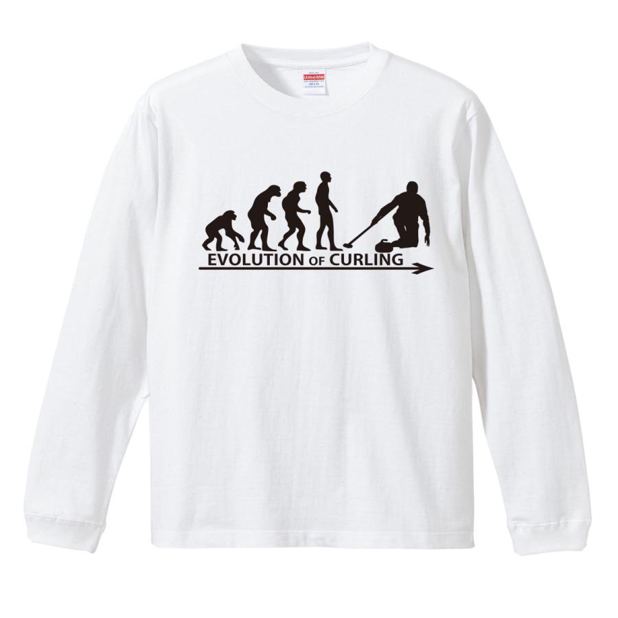 進化 EVOLUTION カーリング ロンT ロングTシャツ リブ付き 白 (S/M/L
