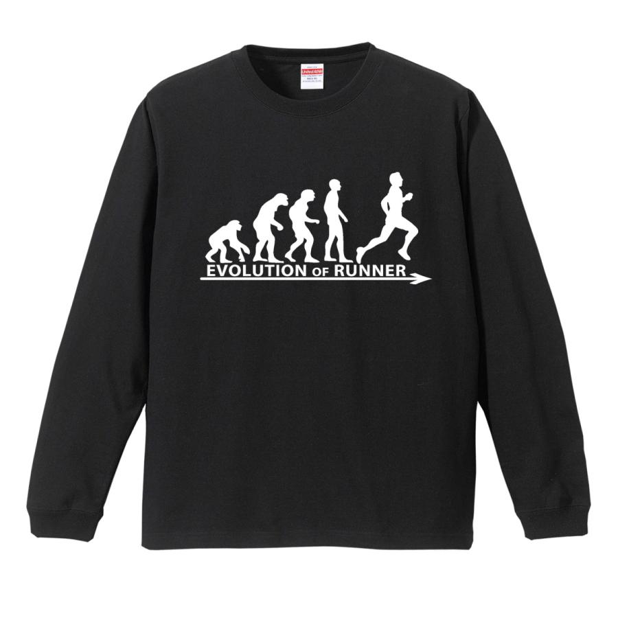 進化 EVOLUTION スポーツ編 マラソン ロンT ロングTシャツ リブ付き 白