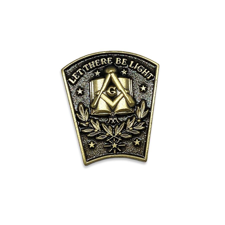 フリーメイソン Gマーク ピンバッチ コンパス 定規 シンボル 要石 盾形