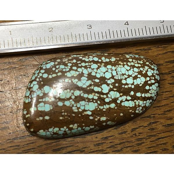 ナンバーエイト８ ターコイズ カボション 35ct (#8-61) ルース バングル リング ペンダント コンチョ バックルの加工などに！