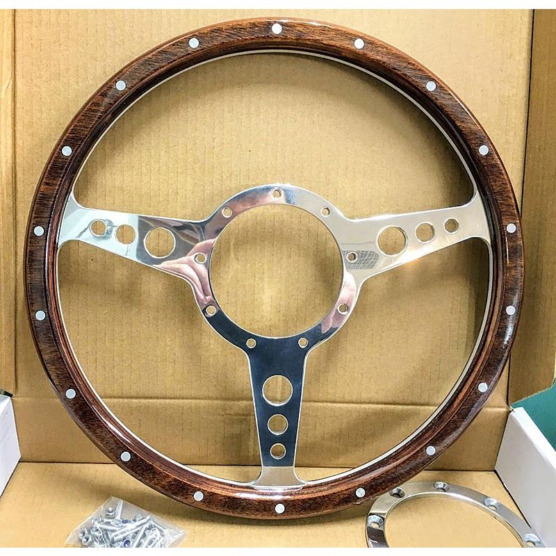 カスタム アルミ ビレット クラッシックウッド ステアリング ハンドル