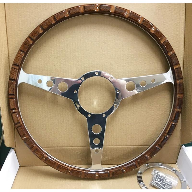 互換品】 ジャガー Eタイプ 15インチ 1961~1974 ウッド ステアリング