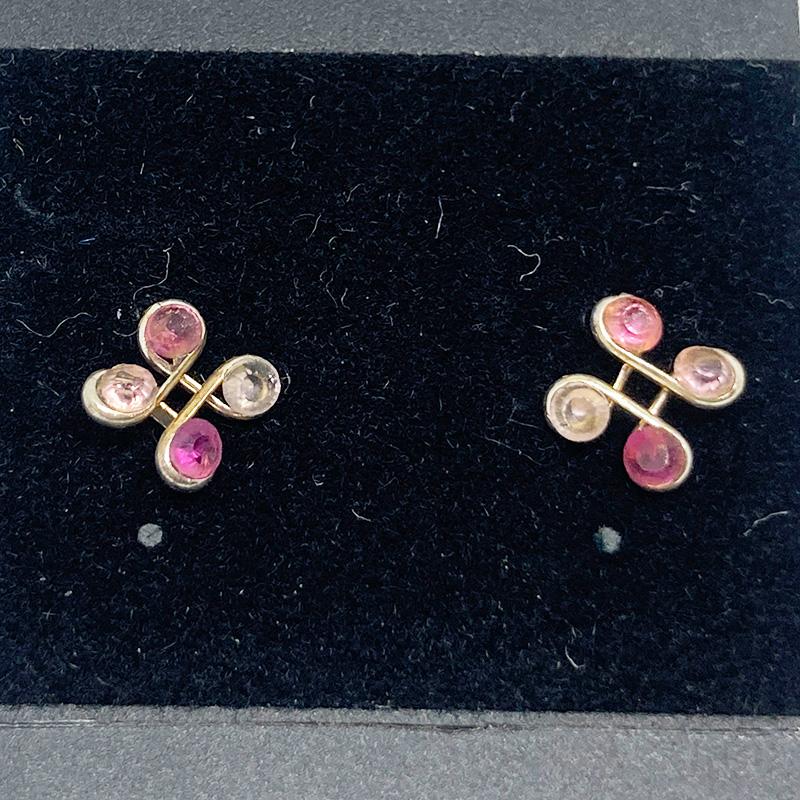 シルバーピアス ジルコニア CZ 十字 クローバー ピンク 2ペアセット