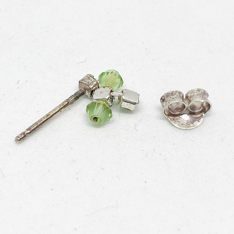 シルバーピアス ジルコニア CZ 十字 クローバー 黄緑 青系 2ペアセット