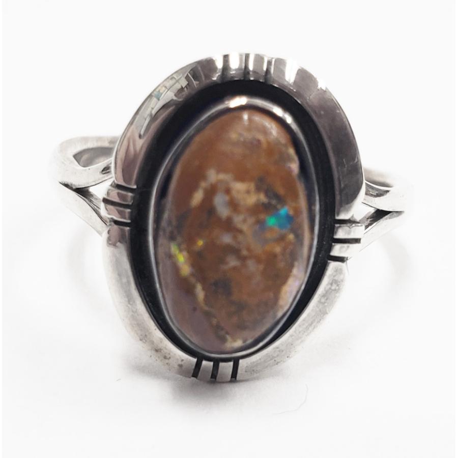 ボルダーオパール シルバー リング 15号 (B) 原石 インディアン