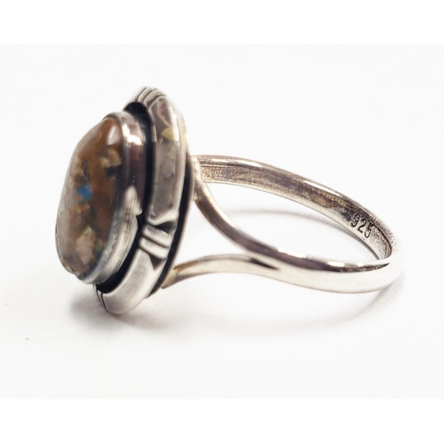 ボルダーオパール シルバー リング 15号 (B) 原石 インディアン