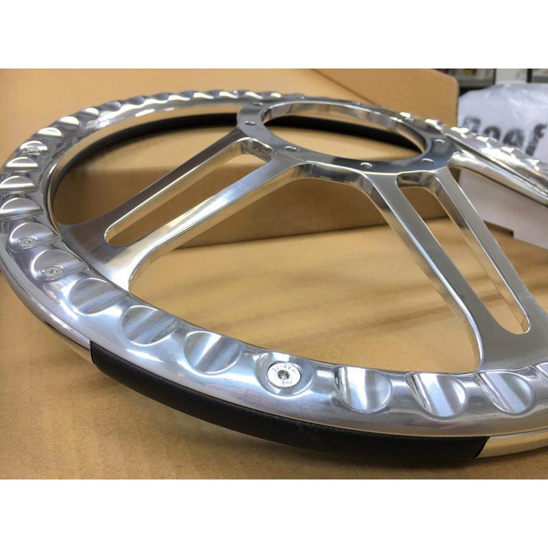 カスタム アルミ ビレット trint ステアリング ハンドル 黒革 9穴 約