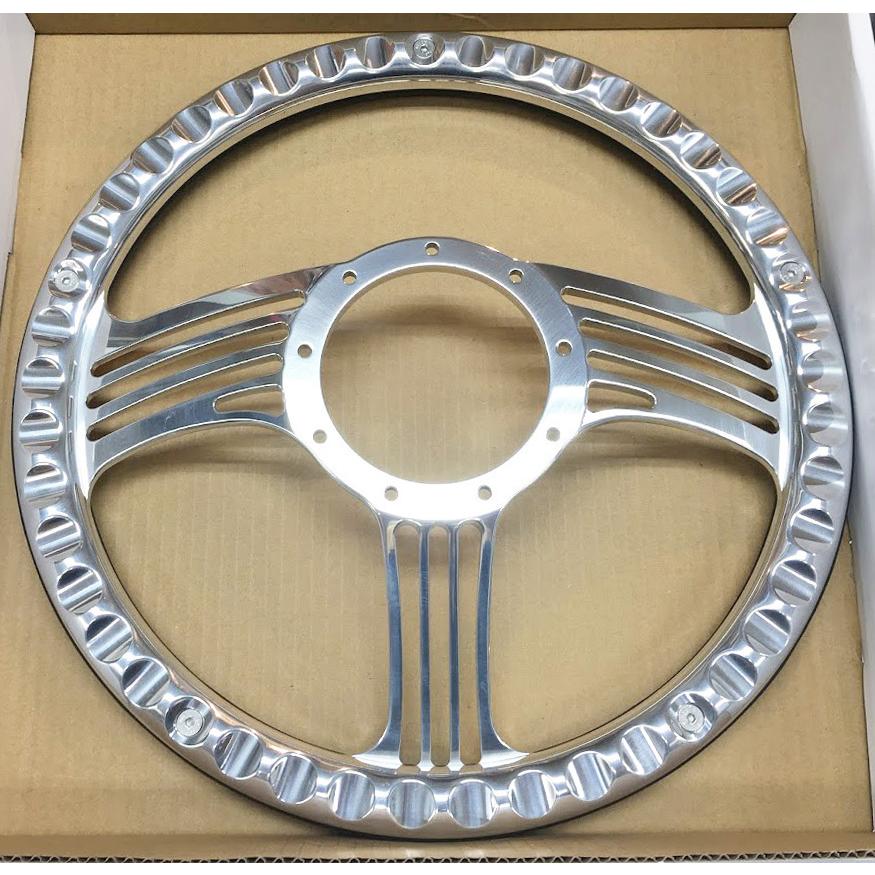 カスタム アルミ ビレット ゼファー ステアリング ハンドル 黒革 9穴