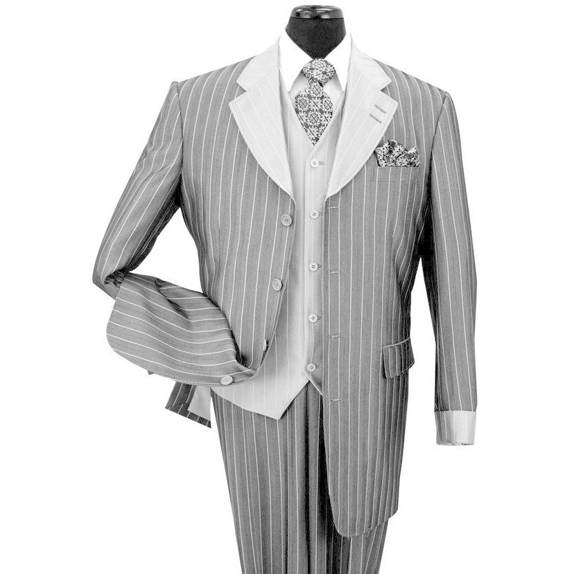 ZOOT SUITS ズートスーツ ダークグレー ストライプ ピンスト 縦縞 40L 34W (SL-2911V)ステージ 衣装 冠婚葬祭(21450円)