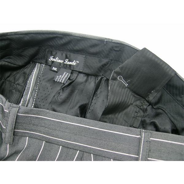 ZOOT SUITS ズートスーツ ダークグレー ストライプ ピンスト 縦縞 40L 34W (SL-2911V)ステージ 衣装 冠婚葬祭 40L SL 2911V 平置 前面